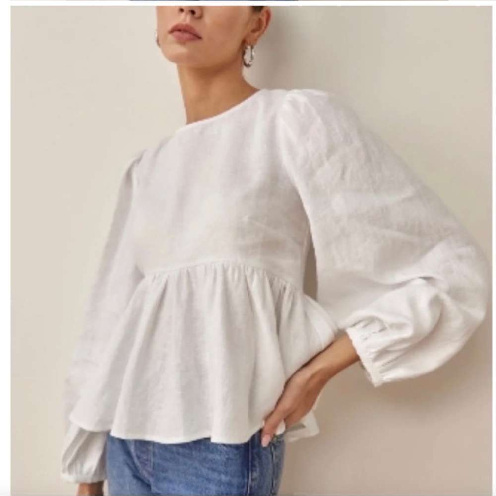 Reformation White Linen Top M